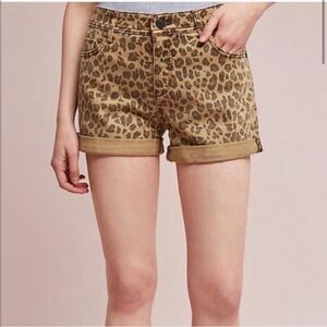 Anthropologie Pilcro Hyphen
Cuffed Leopard Print Denim Shorts
Size 26